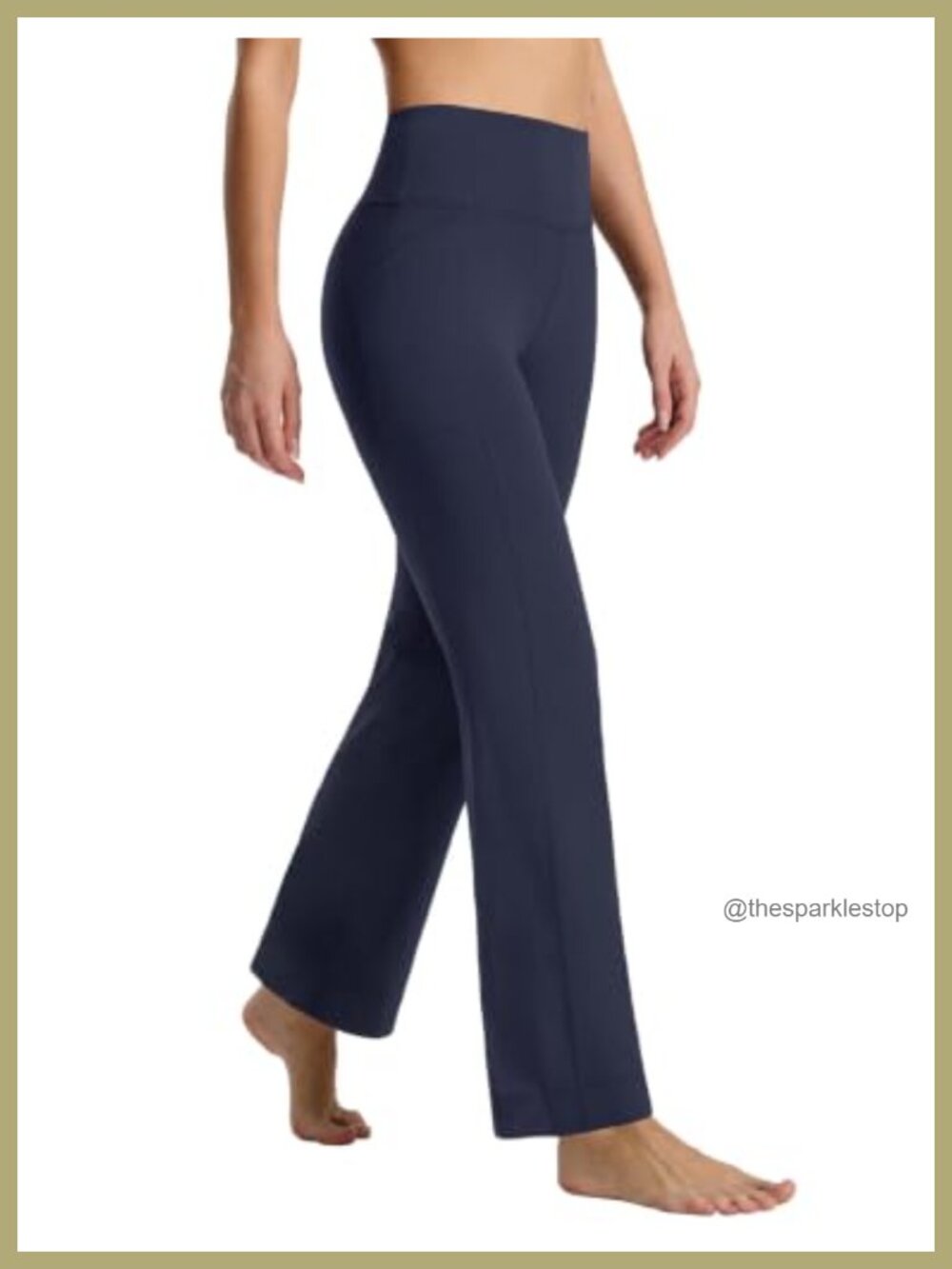 High Rise Straight Leg Yoga Pants Pockets Moisture Wicking Pull On